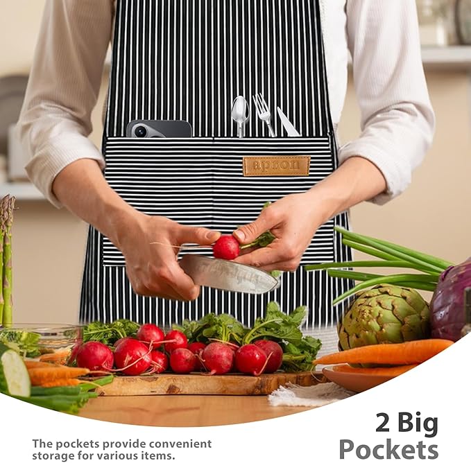 2 Pack Aprons for Women with Pockets, Kitchen Cooking Apron for Men,Waterproof Apron Suitable for Chefs, Waiters, Baking, and Nail Technicians