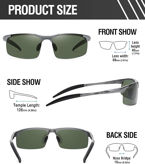 DUCO Mens Sports Polarized Sunglasses UV Protection Sunglasses for Men 8177s