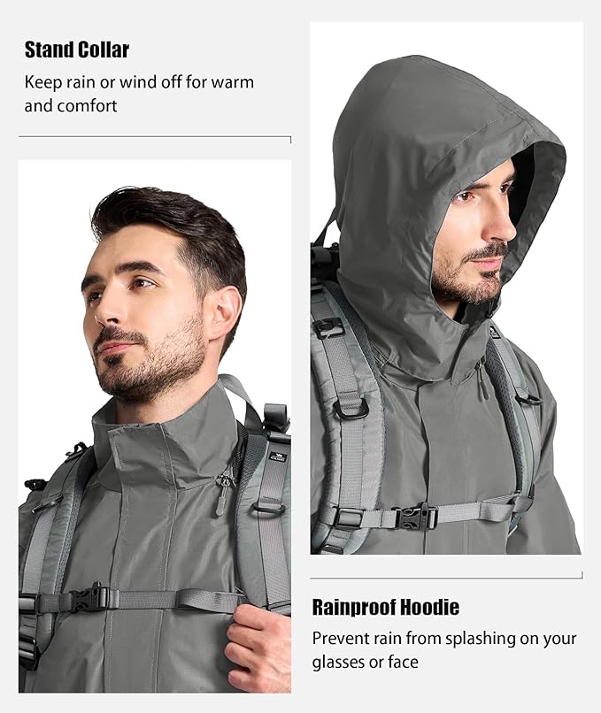 SWISSWELL Mens Women Rain Suit Rain Jacket and Pants Waterproof Lightweight Windbreaker with Detachable Hood for Golf Fishing