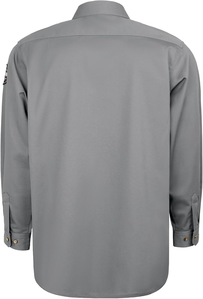 FR Shirts for Men 7.5oz Welding Shirt, 100% C Flame Resistant Welding Jacket, Men's Fire Retardant FR Clothing for Men, Durable Welding Gear for Safety Work, Meets NFPA2112, Grey-ZRND 5XL