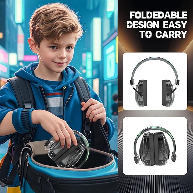 homicozy Noise Cancelling Headphones for Kids,Teens Ages 3-16,Cool Cyberpunk Ear Hearing Protection,SNR 25dBSound Proof Safety Earmuffs for Concerts,Monster Trucks,Sensitive Ears