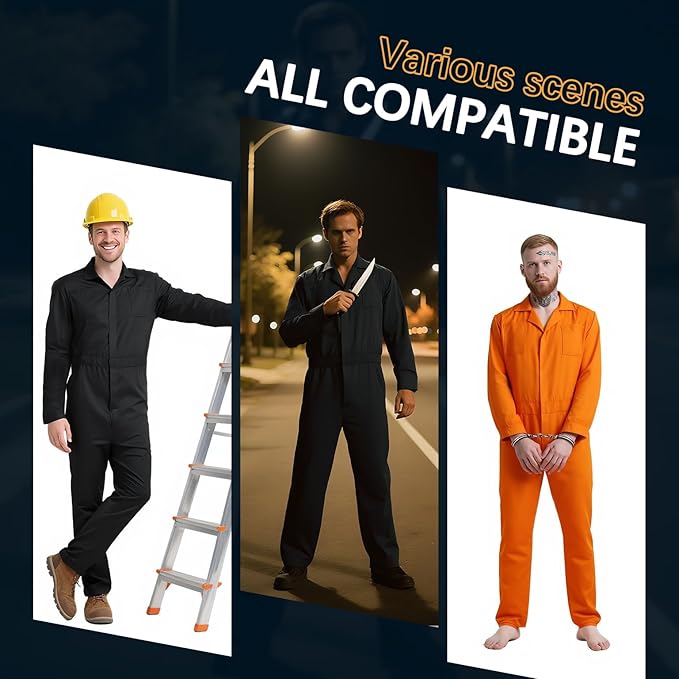 UQJE Coveralls for Men Work Navy Blue Adult Jumpsuit Coveralls Halloween Costume