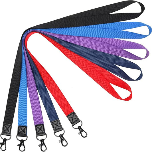 YOUOWO Lanyards Multicolour 5 Pack Neck lanyard Cute For Office ID Badge Holder Keys Cruise,Black Metal Hook,Navy Blue