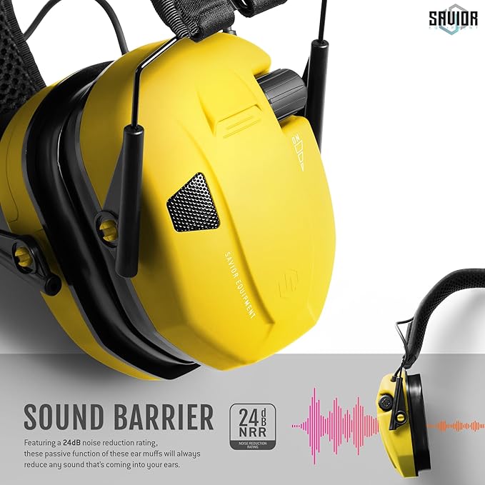 Savior Equipment Apollo Electronic Earmuffs For Shooting w/Gel Ear Pads, 24dB NRR, Noise Cancelling Ear Protection Headset