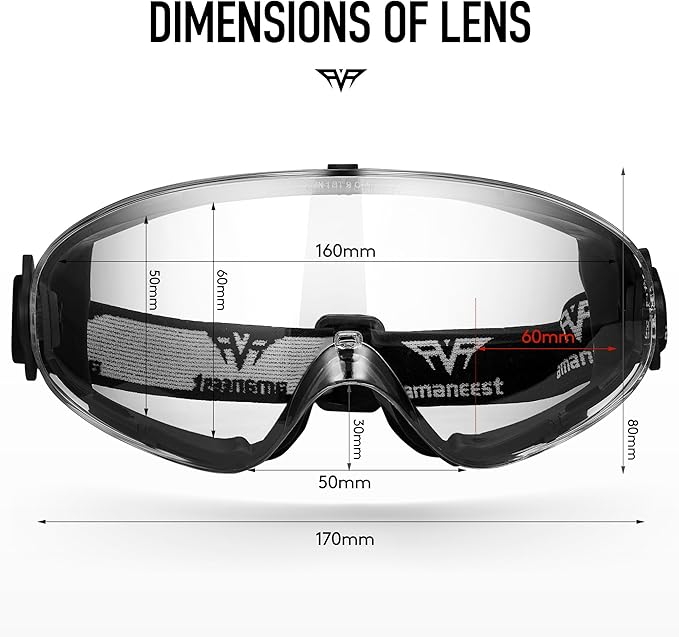ANSI Z87+Safety Goggles,Double Anti-fog Coating,Long-lasting Anti-fog,HD Lens,99.99% UV-Protected,2 Pairs