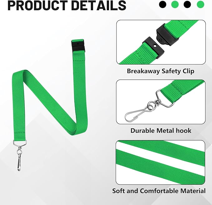 24-Pack Breakaway Lanyards, Polyester Neck Straps for ID Cards, Keys, Office, School & Events