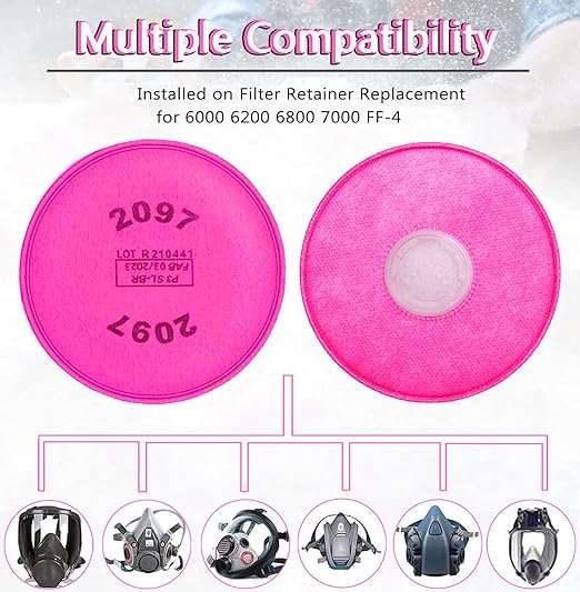 40Pcs 2097 P-100 Particulate Filter For 5000, 6000, 6500, 7000 And FF-4 Series Respirator, 2097 Filters Cotton with Activated Carbon Layer Against Organic Vapors Paint Welding Dust Woodworking Sanding