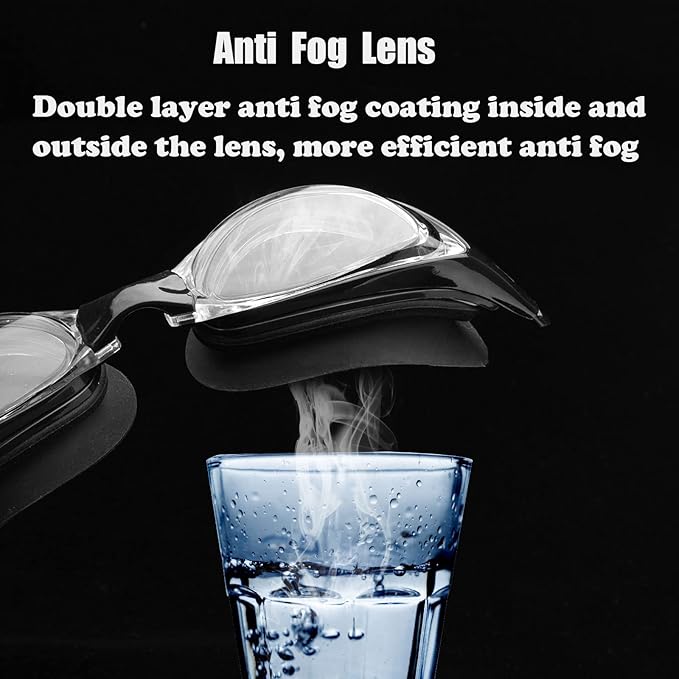 Nearsighted Swim Goggles -2.0D to -8.0D,Anti Fog Shortsighted Swimming Goggles with Clear Lens No Leak UV Protection