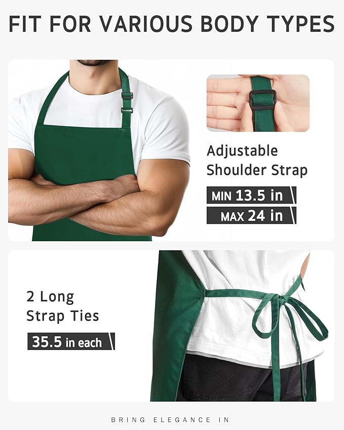 Syntus Chef Apron for Men Women Kitchen Cooking Apron with Pockets, Adjustable Bib Aprons Stain Resistant, 1 Pack