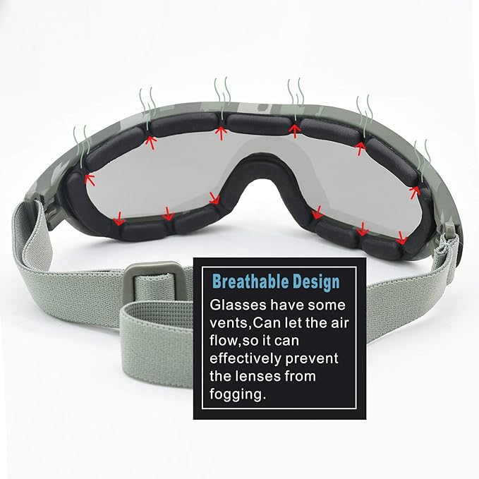 Viriber Motorcycle Goggles - UV Protective Outdoor Glasses, Dust-proof Combat Goggles, Military Sunglasses - Camouflage