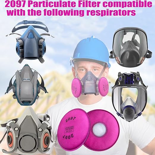 12 PCS (6 Pack) 2097 Particulate Filter, Installed on 2097 Filter for Respirator, Replacement for 6000 6200 6800 7000 7502 FF-4 Series, 2097 Filters Against Painting, Cutting, Woodworking