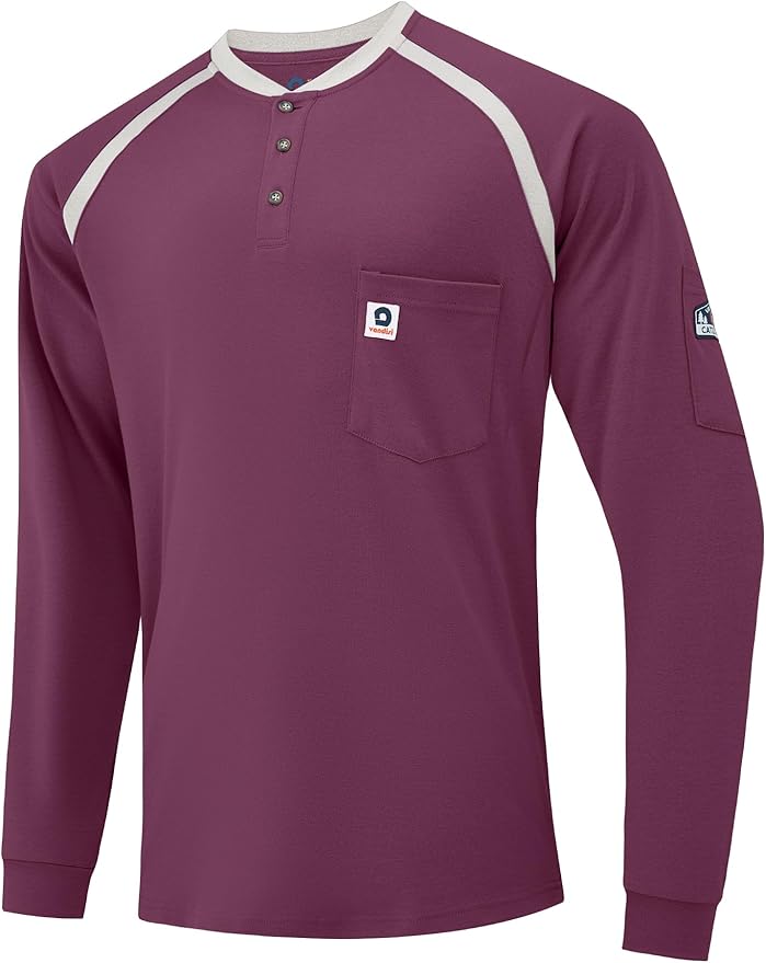 FR Shirts for Men CAT2 Flame Resistant Shirts 6.5oz Light Weight Long Sleeve Fire Retardant Shirts
