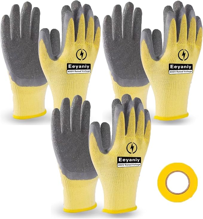 Electrician Gloves 400V Insulated Work Gloves High Voltage Insulated Rubber Non-Slip Electrical Gloves