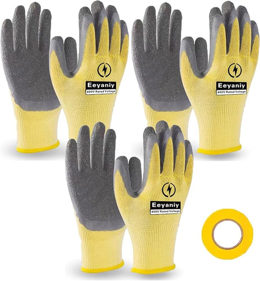 Electrician Gloves 400V Insulated Work Gloves High Voltage Insulated Rubber Non-Slip Electrical Gloves