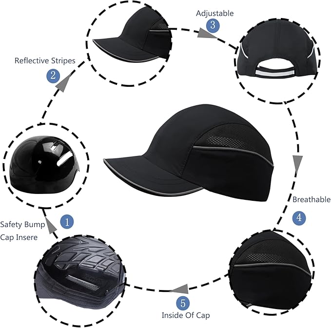 Lightweight Hard Hat Safety Bump Cap Safety Hard Hat Head Protection Cap Breathable Baseball Hat Style Comfortable Head Protection Hat for Work