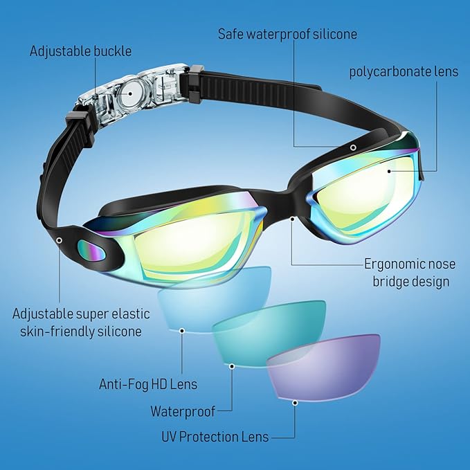 Konohan 8 Pack Kids Goggles Swim Goggles for Adult Kids Swimming Glasses Anti Fog Silicone No Leak Pool Glasses