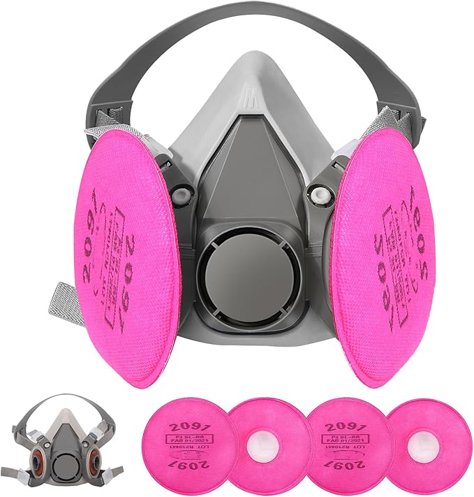 Reusable Half Face Cover - Respirator Mask with Filters for Painting, Dust, Welding, Resin, Fume and Organic Vapor Gas