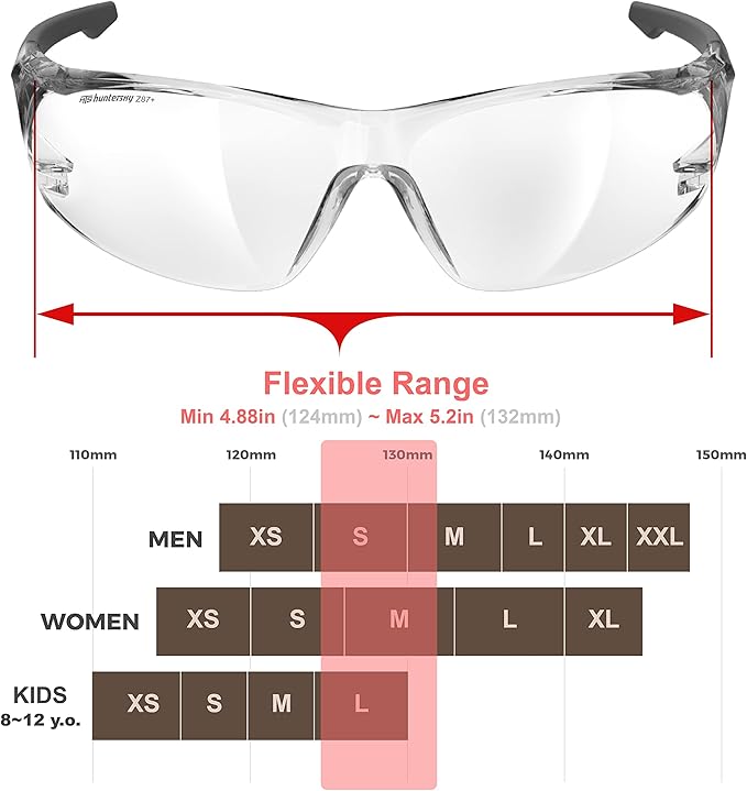 ANSI Z87.1 Anti-Fog Wrap-Around Clear Safety Glasses, Pickleball lab chemistry goggles with Scratch Resistant