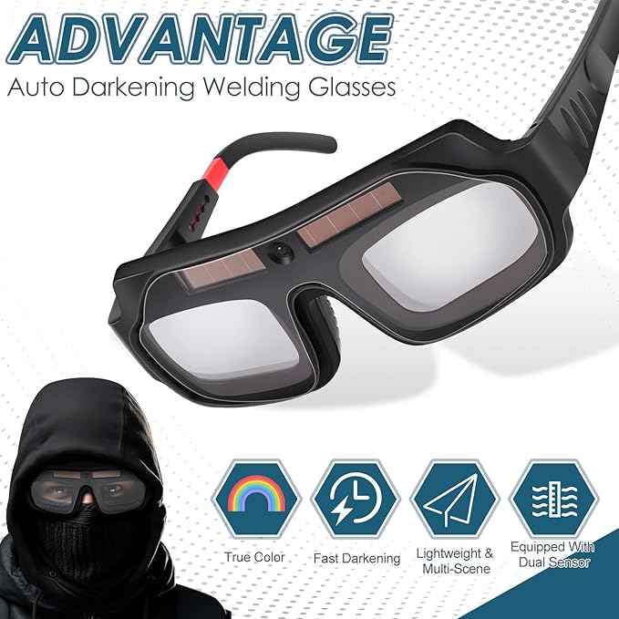 1 Set Welding Glasses Solar Welding Goggles Auto Darkening Welder Glasses Mask Helmet with Replacement Lenses