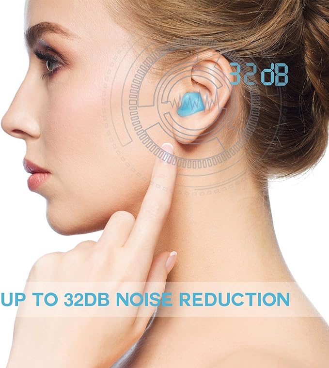 Ear Plugs for Sleeping - Vegpoet Reusable Moldable Silicone Earplugs Noise Cancelling Reduction for Concerts, Swimming, Shooting, Snoring, Airplane, Musicians, Motorcycle, 12 Pack Deep Blue