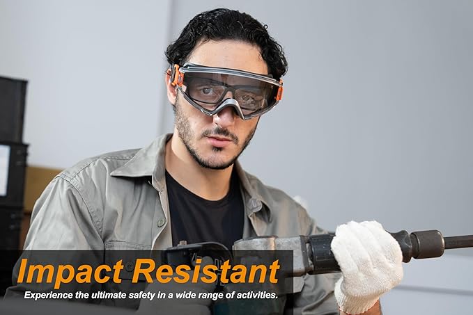 KOZIFACE S60 Safety Goggles, Anti-Fog Full-Seal Protective Eyewear with Strap & Arms, ANSI Z87.1+ Certified