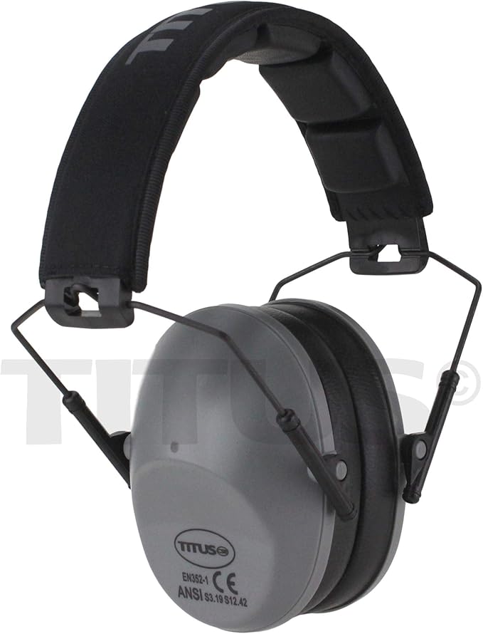 TITUS 2-Series Premium Low Profile Earmuffs, ANSI Rated, High NRR Noise Reduction, Durable Sport Band, Hearing Protection PPE