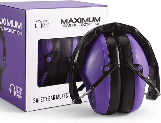 Pro For Sho 34dB NRR Hearing Protection Ear Muffs - Highest NRR in Compact Design, Ear Protection for Shooting, Mowing, Work