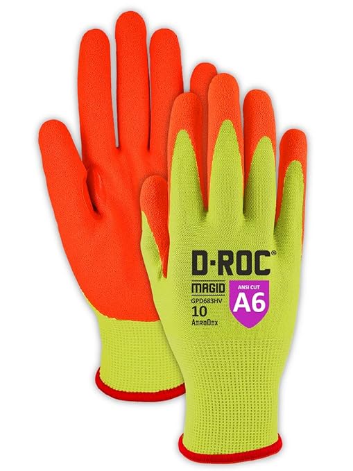 MAGID D-ROC AeroDex ANSI A6 VersaTek Grip Coated Work Glove, 24 Pairs, Size 10/XL (GPD683)