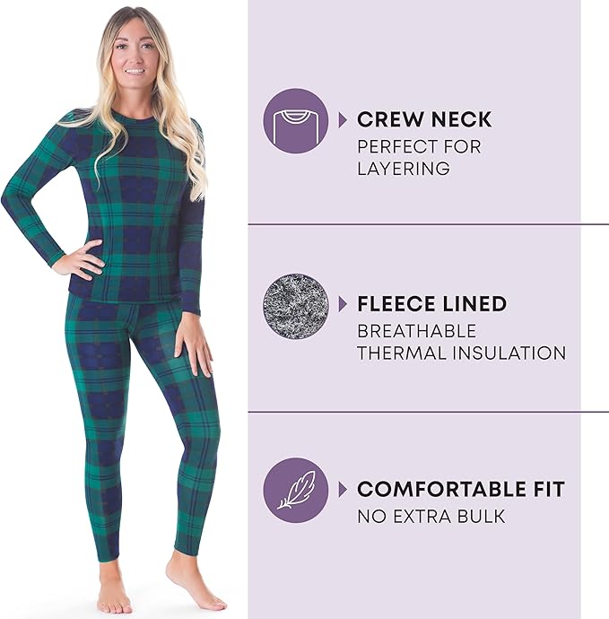 Rocky Thermal Underwear for Women, Long Johns Fleece Lined Set, Shirt & Pants, Base Layer w/Leggings/Bottoms Ski/Extreme Cold