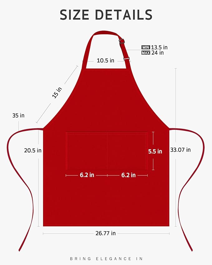 Syntus Chef Apron for Men Women Kitchen Cooking Apron with Pockets, Adjustable Bib Aprons Stain Resistant, 1 Pack