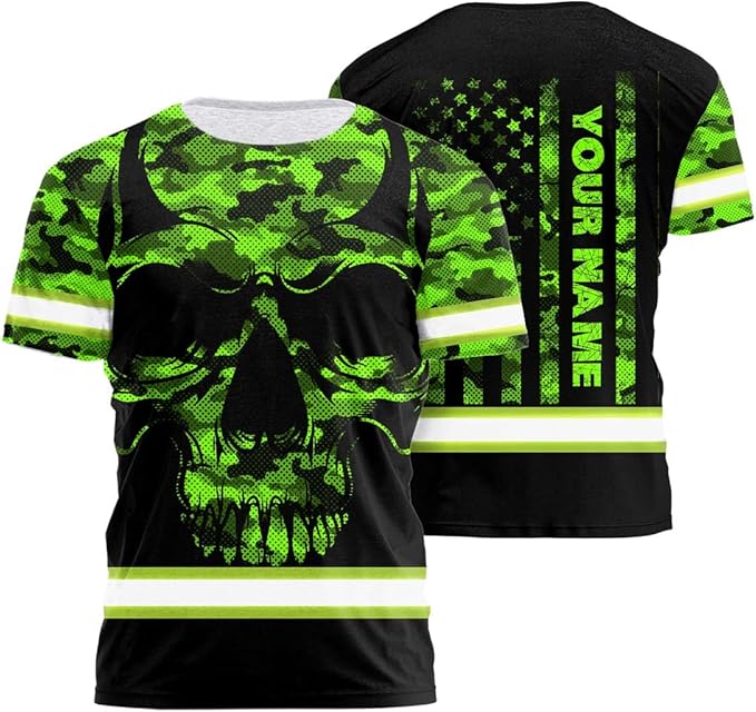 Maddly High Visibility US Flag Collection Safety Workwear Custom Name for Workers, Runners, Truckers, Patriotic