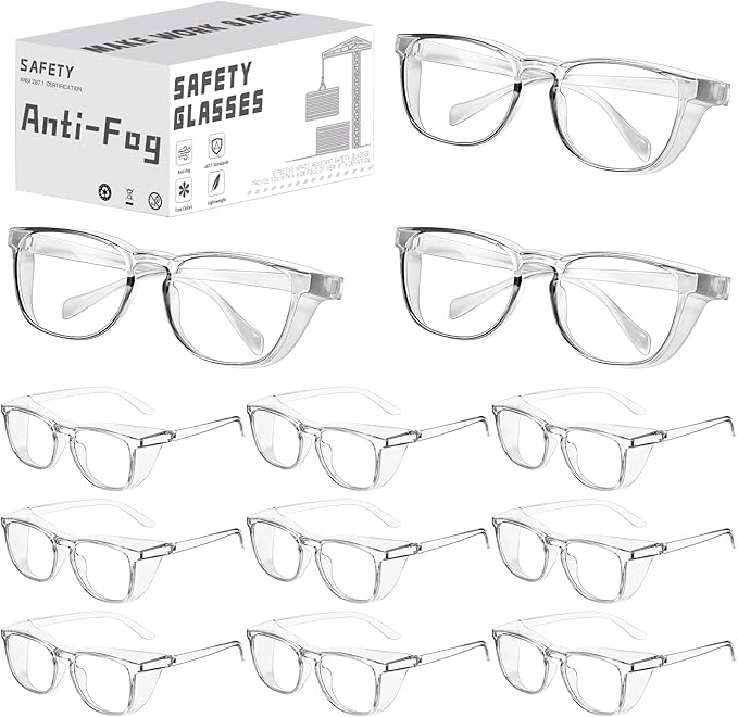 RTBOFY Ansi Z87.1 Clear Safety Glasses With Side Shields Anti Fog Scratch Resistant Stylish Eye Protection For Men