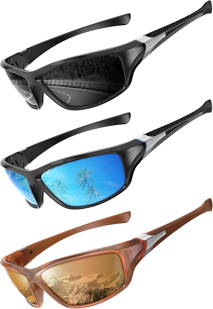 Polarized-Sunglasses-Men Sports Mens-Sunglasses: Sun-Glasses with UV400 Protection for Driving Golf Fishing Running