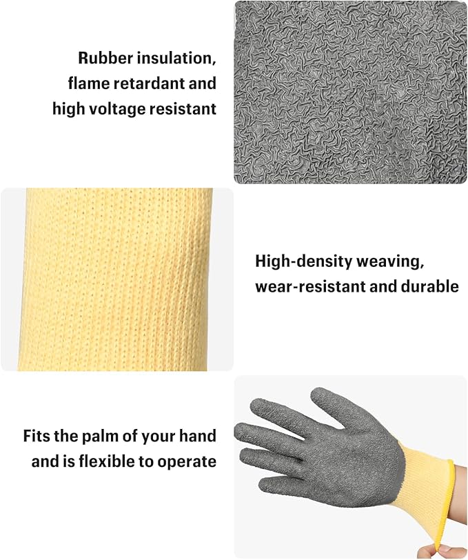 Electrical Insulated Gloves,400V High Voltage Resistance Electrician Gloves,Anti-slip Rubber,Work Gloves