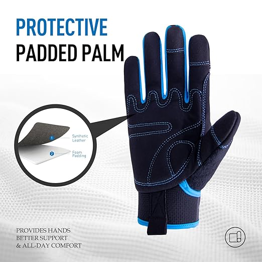 HANDLANDY Work Gloves Men & Women, Utility Mechanic Working Gloves Touch Screen, Flexible Breathable Yard Work Gloves (Large, Grey)