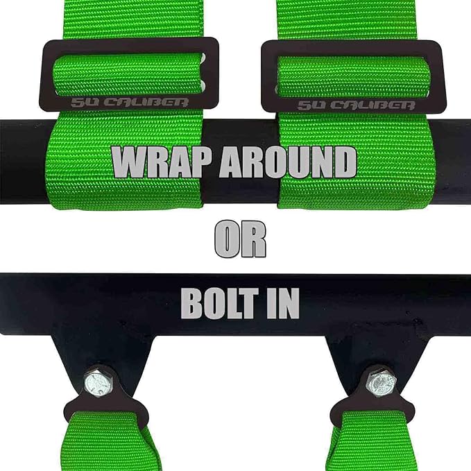 Green 4 Point Harness for Bucket Seat, Push Button Release, 10 Color Options, Racing Harness, Race Car, Off Road Vehicle, UTV, RZR (1 Unit) [6037]