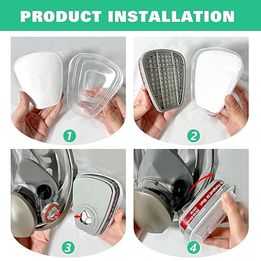 ANUNU Full Face Respirator Mask - Gas Mask with Filters for Chemical, Paint Vapors, Gases, Dust, Sanding, Welding, Woodworking, Machine Polishing