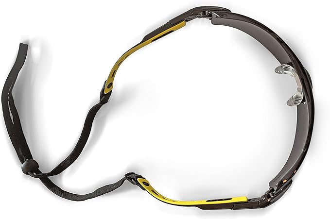 SPG801SM Safety Glasses (Smoke Lens) - ANSI Z87.1 Standards, Scratch Resistant, Wrap Around Lens, Non-Slip Grip, Adjustable Temple & Hinges, UV Protection, Protective Case & Strap Included