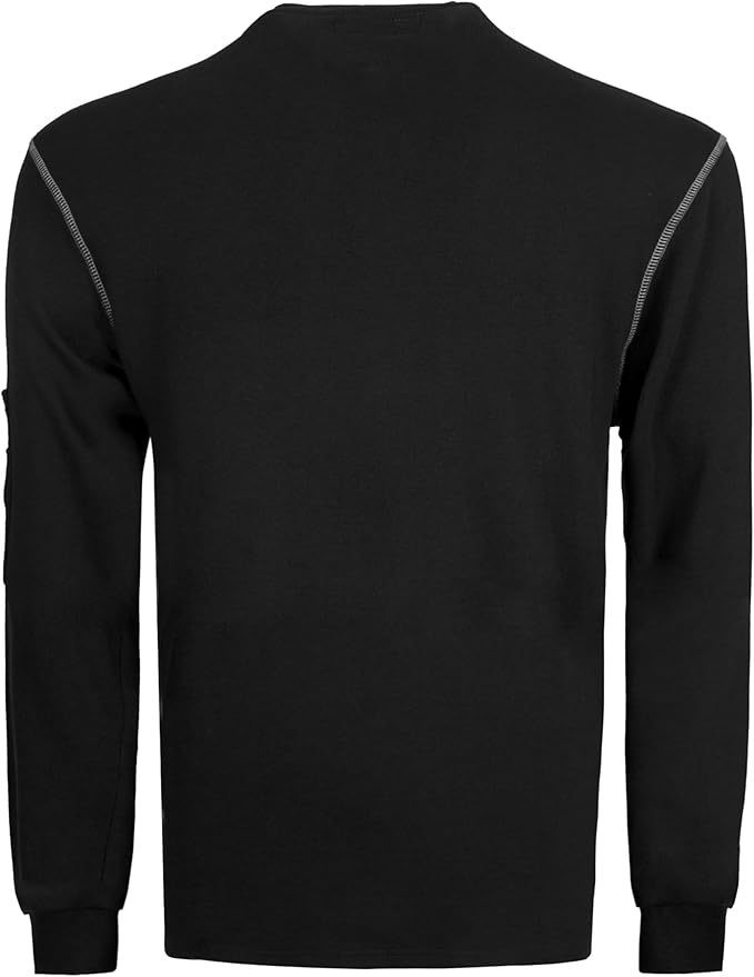 BOCOMAL FR Shirts Flame Resistant Henley Shirt NFPA2112/CAT2 7oz Men's Long Sleeve Fire Retardant Clothing