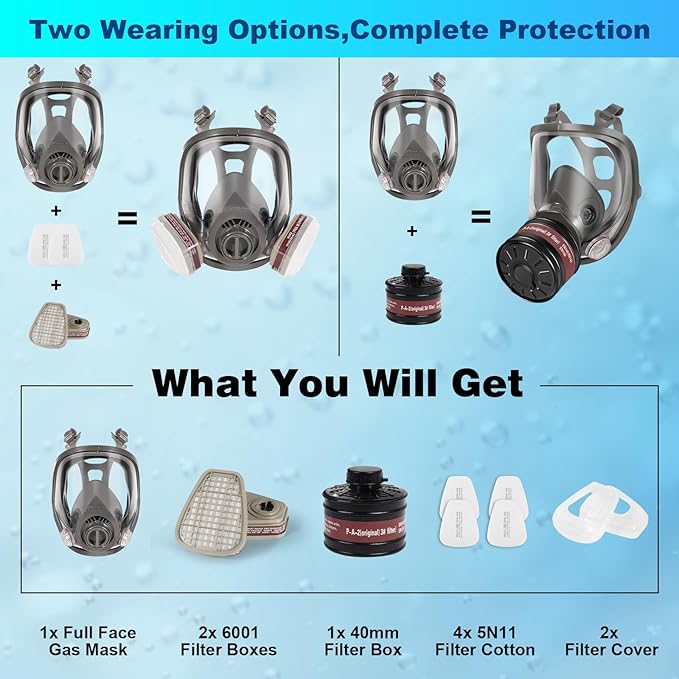 Respirator Mask with Filters - Reusable Gas Mask Against Organic Vapor Chemicals Spray Paint