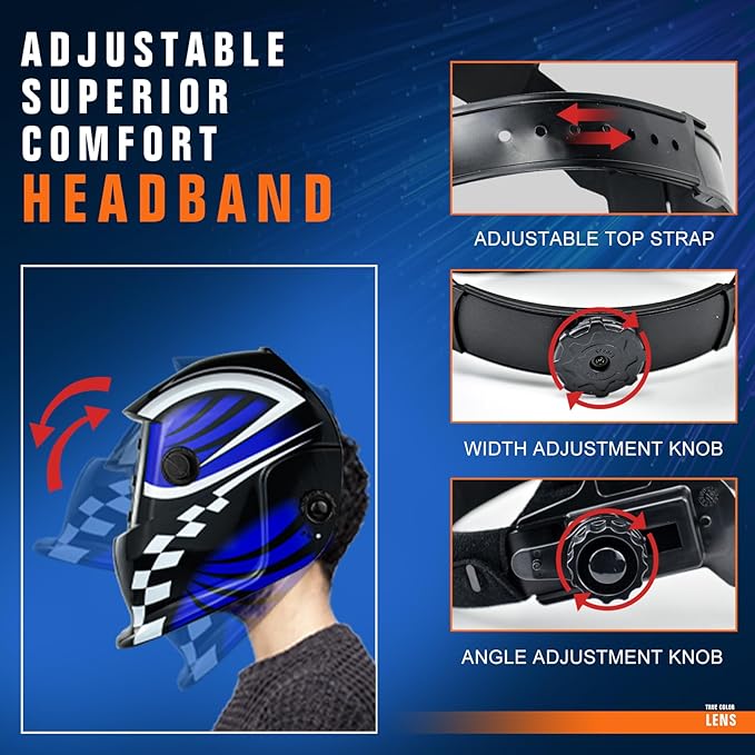 Welding Hood Auto Darkening Welding Helmet with Light True Color 1/1/1/2 Top Optical Clarity Wide Shade 9-13 Welding Mask with Grinding Weld Helmet (TRQ-HD01)