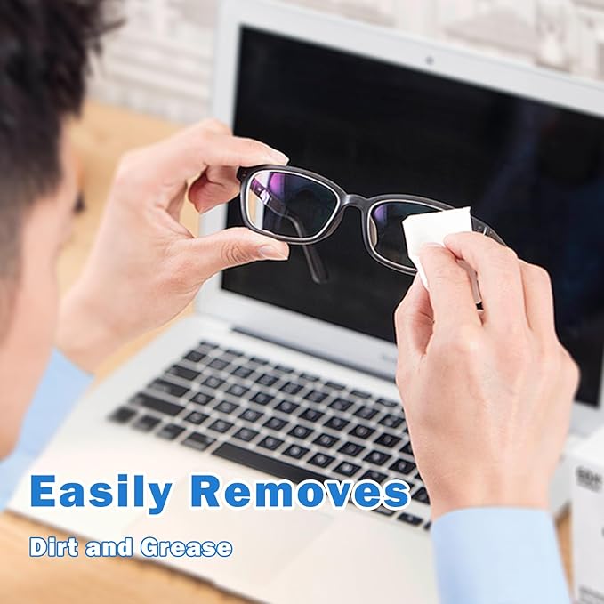 Lens Wipes for Eyeglasses,110 Pack Lens Cleaning Wipes,Individually Wrapped Pre-Moistened Eyeglass Wet Towel,Sracth-Free Streak-Free Eyeglasses Cleaning for Sunglasses, Goggles & Camera Lens