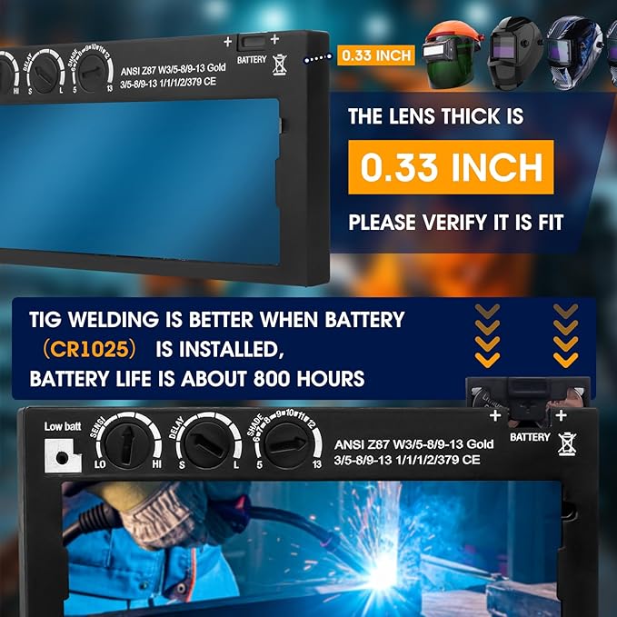 2x4 Auto Darkening Welding Lens, Gold Welding Filter Adjustable Shade 5-13, HD True Color Technology for Pancake and Pipeliner Welding Hoods, Fits Standard Welding Helmets (Thickness 5/16 Inch)