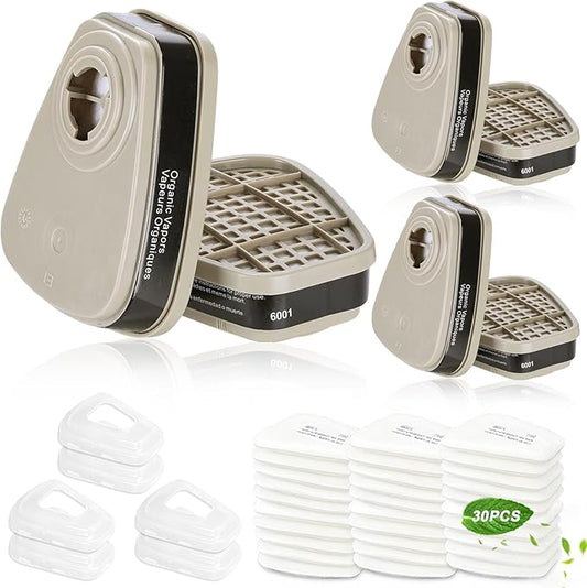 6001 Filter Cartridges for Respirator, Replacement Respirator Filters, Anti Organic Vapors, Paint, Chemical, Respirator Cartridges for 6200, 6502, 7502, 6800, 4008 Series(3 Set)