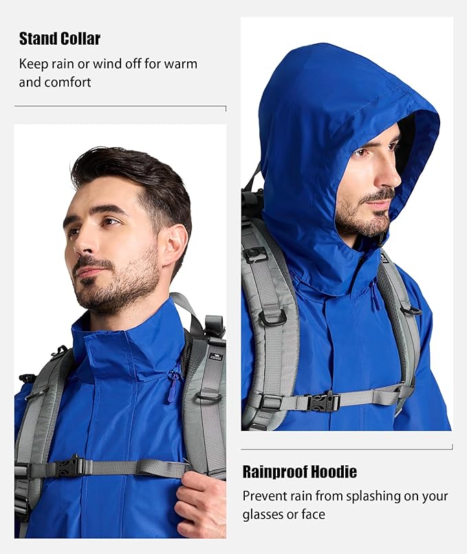 SWISSWELL Mens Women Rain Suit Rain Jacket and Pants Waterproof Lightweight Windbreaker with Detachable Hood for Golf Fishing