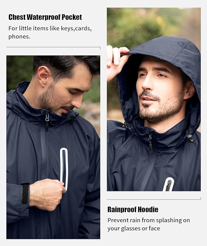 SWISSWELL Men's Waterproof Golf Rain Suit Rain Gear Jacket and Pant Outdoor Lightweight Hooded Raincoat