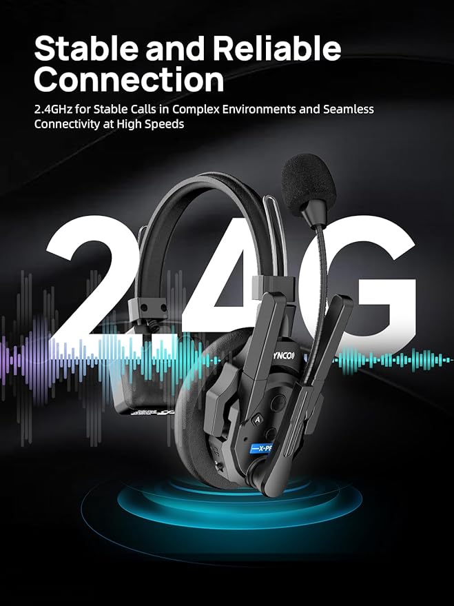 SYNCO XTALK XPRO Wireless Communication Headset System, 9 Person Full Duplex 2.4GHz Wireless Headsets with 24H Battery Life 500m/1640ft Noise Reduction, Xtalk-Xpro9-intercom-communication-headset