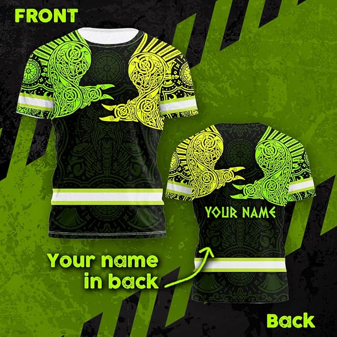 Matedecor Skull High Visibility Shirt Men Reflective Safety Shirts US Flag Custom Name Workwear, Runners, Walkers, Patriotic