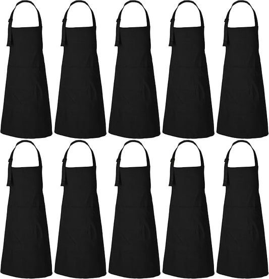 RAJRANG 100% Cotton Cooking Apron with 3 Pockets Kitchen Chef BBQ Adjustable Bib Aprons for Women Men