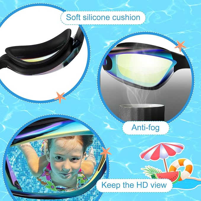 Xuhal 12 Pack Swim Goggles for Adult Anti Fog Swimming Glasses Leak Proof Swim with 12 Waterproof Nose Clips